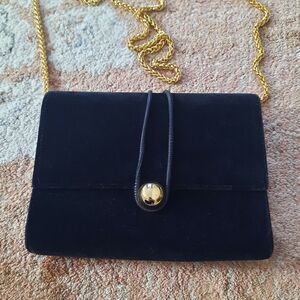 Talbots black velvet evning clutch bag